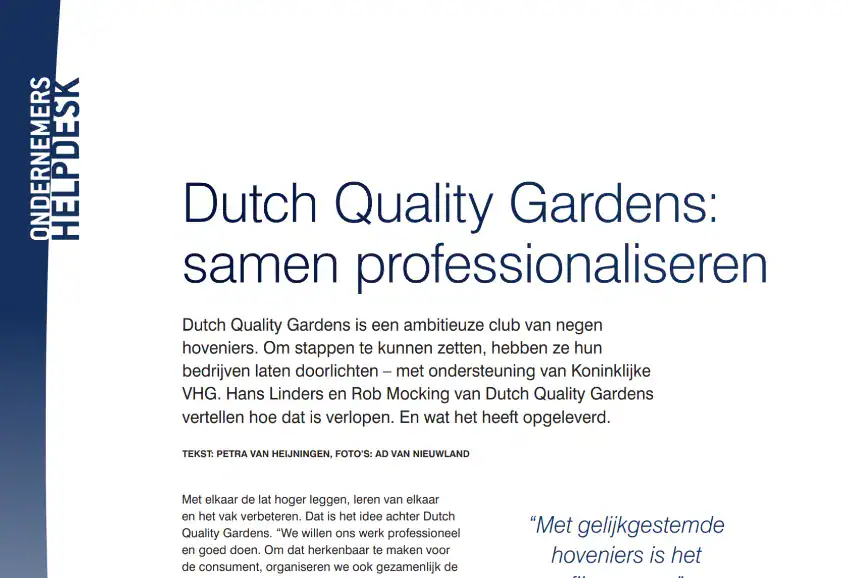 Dutch Quality Gardens: samen professionaliseren