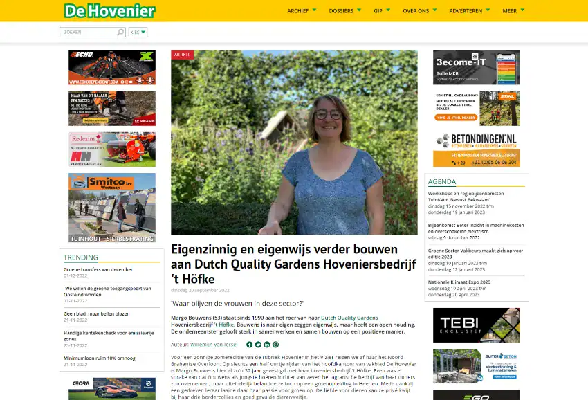 Eigenzinnig en eigenwijs verder bouwen aan Dutch Quality Gardens Hoveniersbedrijf ’t Höfke